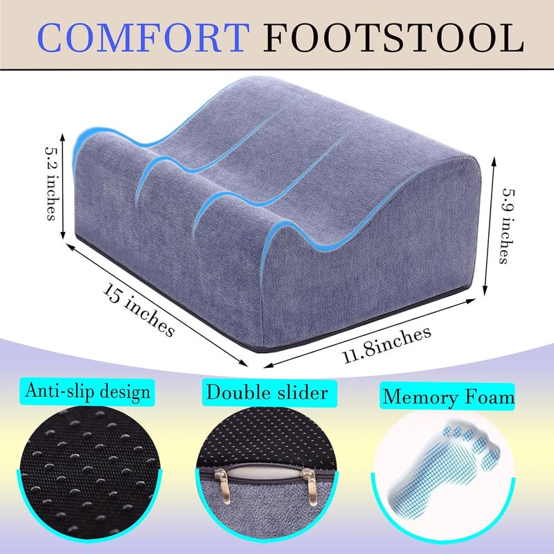 COMFelicify Foot Rest for Under Desk at Work, Ergonomic Under Desk Footrest with Washable Cover, Memory Foam Foot Stool for Office Chair & Gaming Chair, Back & Hip Pain Relief, Blue - Image 5